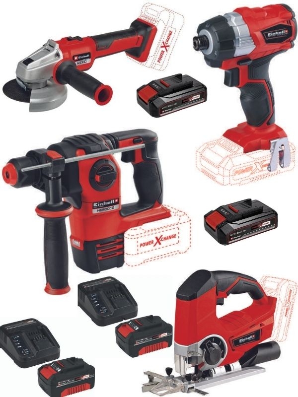 Einhell%20TE-CI%2018%20BL%20Vidalama%20Herocco%2018%20v%20Kırıcı%20Axxio%2018/125%20Taşlama%20TE-JS%2018/80%20Dekupaj%202x4.0+2x2.5ah%20Akülü%20Set