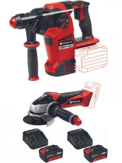 Einhell HEROCCO 36/28 Kömürsüz Çantalı Kırıcı Delici TE-AG 18/115 Avuç Taşlama 2x4.0ah Akülü Set