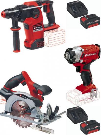 Einhell Herocco 36/28 36V Kırıcı Delici TE-CS 18/150 li Daire Testere TE-CI 18/1 Vidalama 2X4.0ah Akülü Set