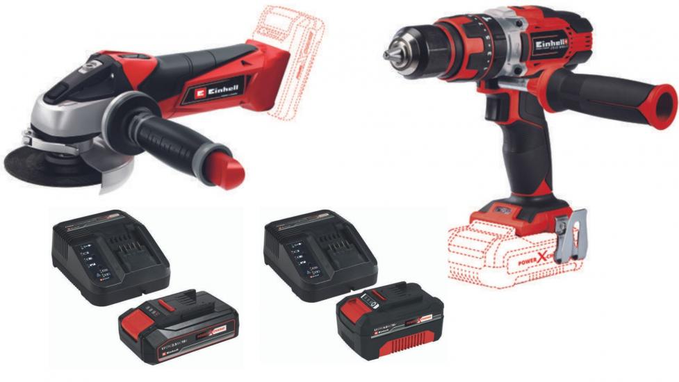 Einhell TE-CD 18/48 Li-i Darbeli Vidalama - TE-AG 18/115 Lİ Avuç Taşlama 2.5ah - 4.0ah Starter Kit