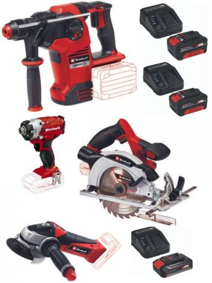 Einhell Herocco 36/28 36V Kırıcı Delici TE-CI 18/1 Torklu Darbeli Vidalama TE-AG 18/115 Avuç Taşlama TE-CS 18/165/1 Daire Testere 2X4.0+2.5ah Akülü Set