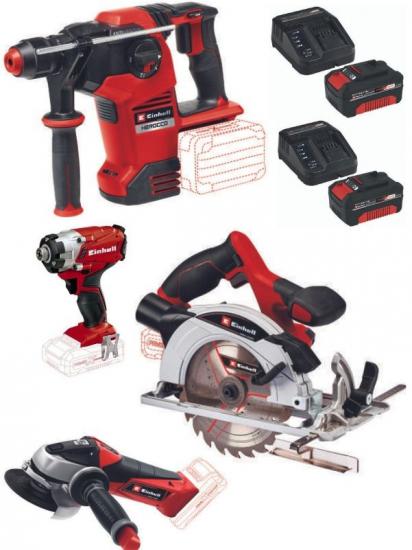 Einhell Herocco 36/28 36V Kırıcı Delici TE-CI 18/1 Torklu Darbeli Vidalama TE-AG 18/115 Avuç Taşlama TE-CS 18/165/1 Daire Testere 2X4.0ah Akülü Set